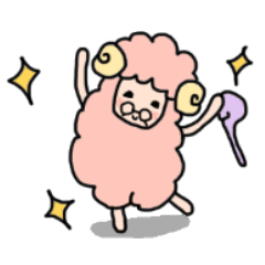 Cheerful grandma sheep in Japanese