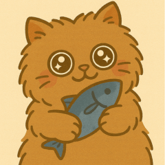 Fluffy Cat & His Beloved Fish
