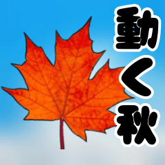 動くシンプルな紅葉と秋の挨拶言葉