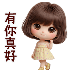 可愛女孩俏皮的問候