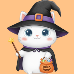 White cat's greeting