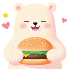 Hamburger and White Bear Sticker