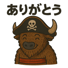 Surrealistic pirate bison sticker 001