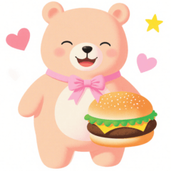 Hamburger and Bear Stickers