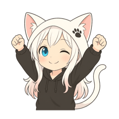 白猫パーカーの表情スタンプ
