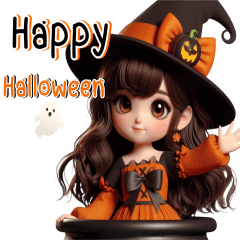 Rosa in a Halloween witch costume