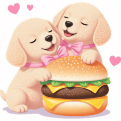 Hamburger and Puppy Best Friends Sticker