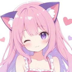 ピンク猫耳の女の子スタンプ