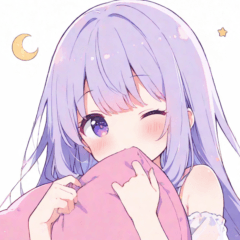 優しい月夜の女の子スタンプ