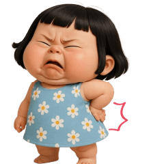 สาวน้อยตัวอ้วงชุดเดรสสีฟ้า ไม่มีคำจะพูด