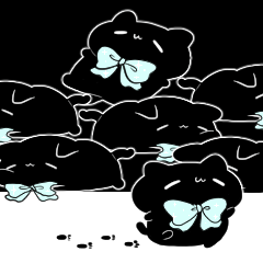 【小さい】水色リボンのゆるいこねこ