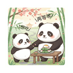 AI生成圖 小熊貓母女檔