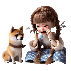 Cute Girl and Shiba Inu - Expressions
