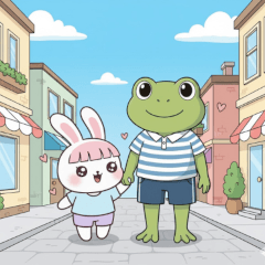 Funny Frog & Bunny