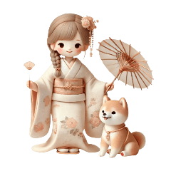 Cute Girl and Shiba Inu - Dress-Up