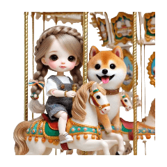 Cute Girl and Shiba Inu - Leisure & Fun