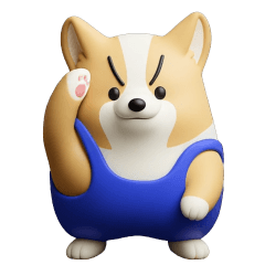 Moving 3D Fierce Corgi silent