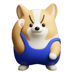 動く 3D猛コーギー silent