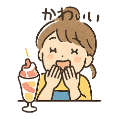 Sticker of a girl who loves to eat