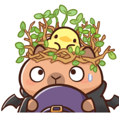 カピバラのハロウィンかわいいやりとり