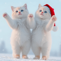 popup winter white cat