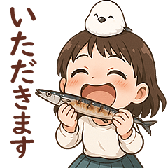 女の子と小鳥 秋がいっぱい♪