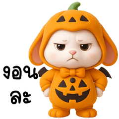 ต่ายน้อย ชุดฟักทอง น่ารัก วันฮาโลวีน
