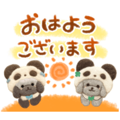 Toy poodle sisters panda costumes