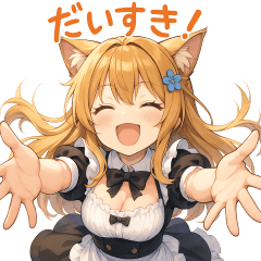 고양이귀 웨이트리스 리액션 스티커