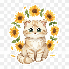 Watercolor Kitten's Sunflower Negatives