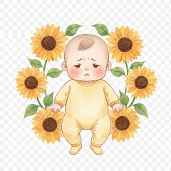 Watercolor Baby's Sunflower Negatives