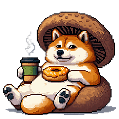 秋のキノコな太っちょ柴犬