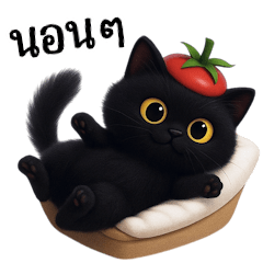 Mischievous black cat tomato