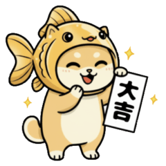 Goldfish Dog Fortune Stamp