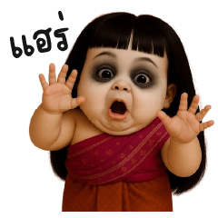 สาวน้อยตัวอ้วงเเต่งผีชุดไทย2