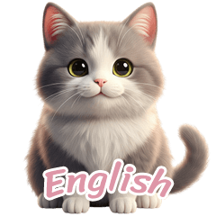 [English] Gray & White Cat Stickers 2