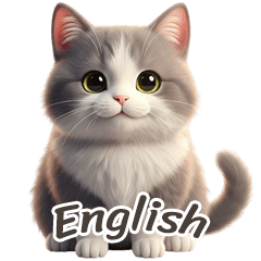 [English] Gray & White Cat Stickers 1