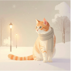 ねこなで冬を感じるスタンプ
