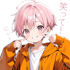 可愛いずっと使えるピンク髪日常スタンプ