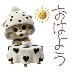 【３D】毎日使える⭐️癒しニット帽にゃんこ