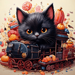 Halloween Black Cat Train
