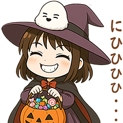 女の子と小鳥 可愛らしくハロウィン