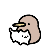 Very small kiwi and cat move Sticker