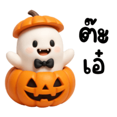 ผีน้อยน่ารักโบว์สีดำในวันฮาโลวีน