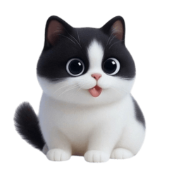 胖嘟嘟的黑白貓搖來搖去 (ANM)