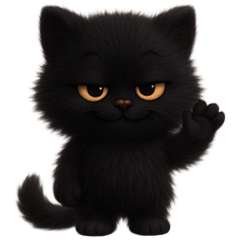 A cute little black cat (No Text)