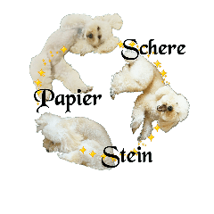 Poodle's rock-paper-scissors (German)