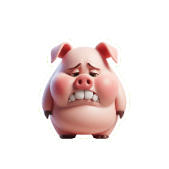 出っ歯のピンクぶたは機嫌が悪い