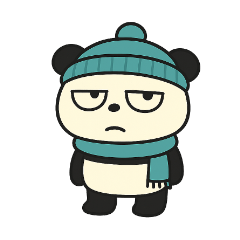 Grumpy cute panda in winter