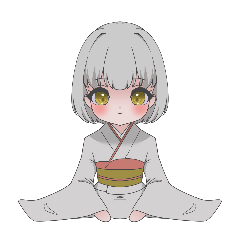 A girl in a kimono moves a little!